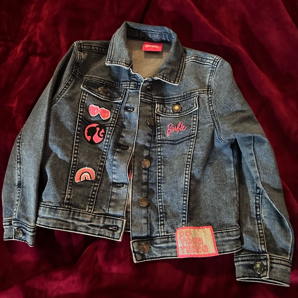 Barbie You Can Be Anything Girls Denim Jean Jacket Size 6/7 Small